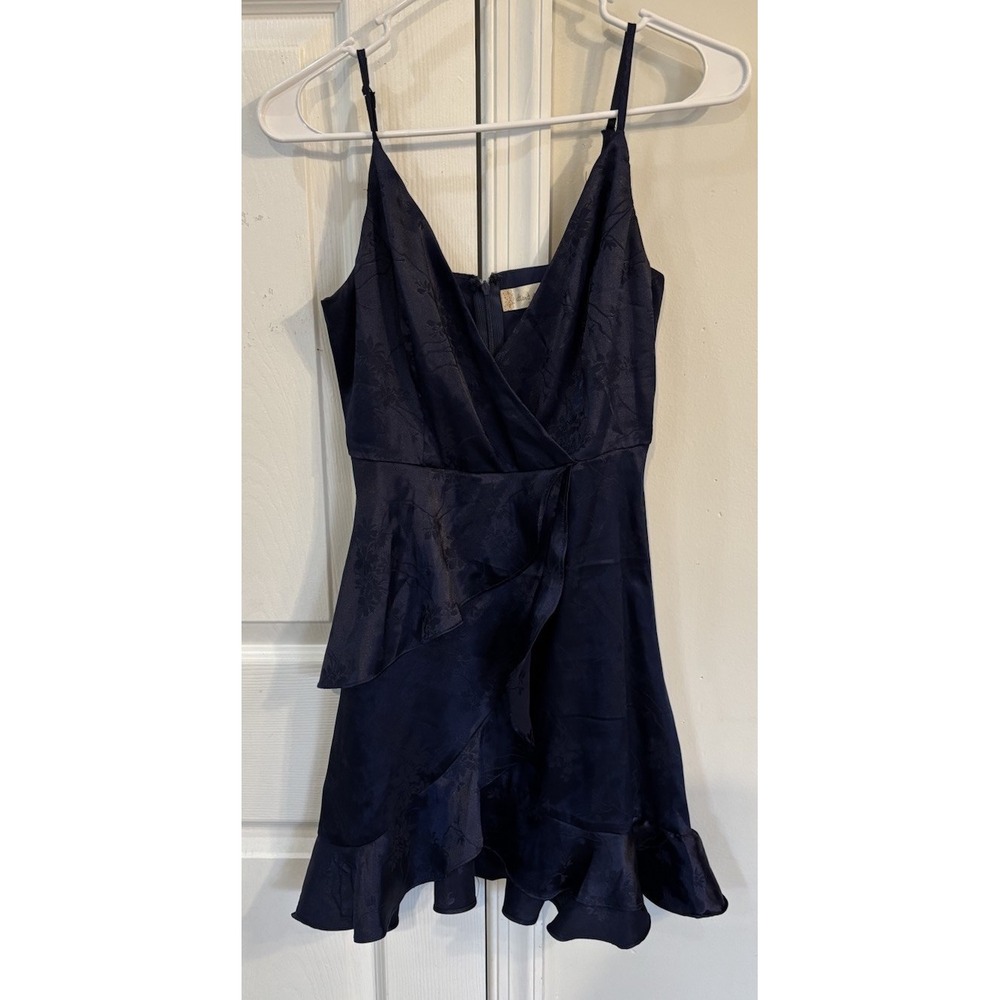 Altard State Slip Dress‎ Faux Wrap Women's Sz S Navy Floral Adjustable Straps